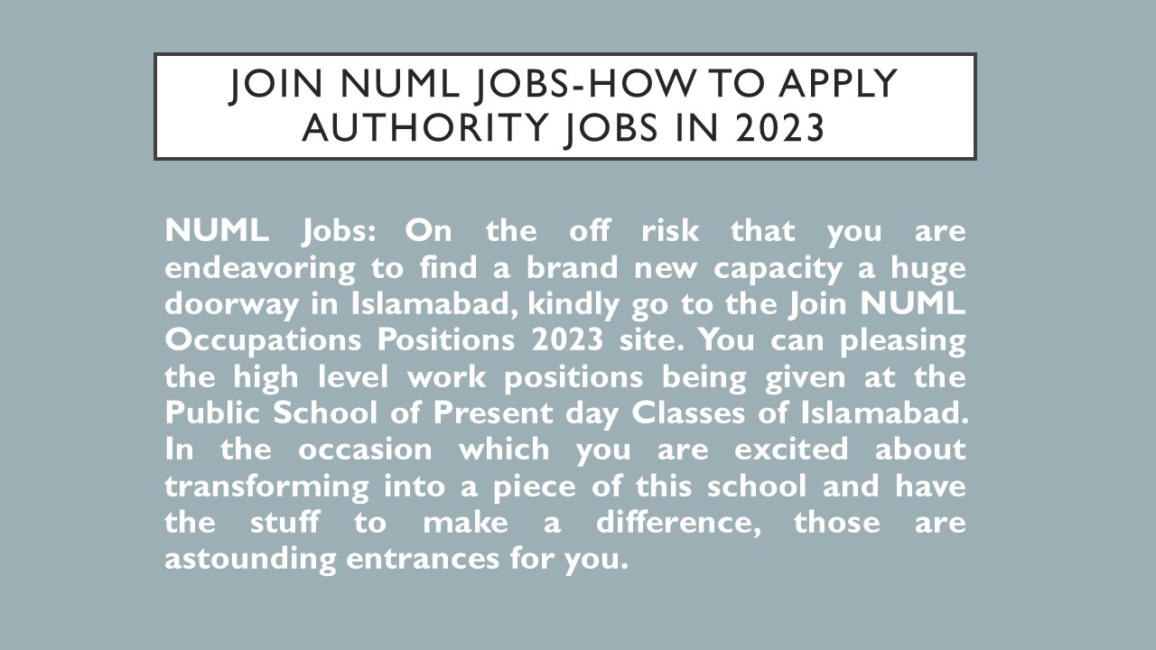 Join NUML Jobs-How To Apply Authority Jobs in 2023