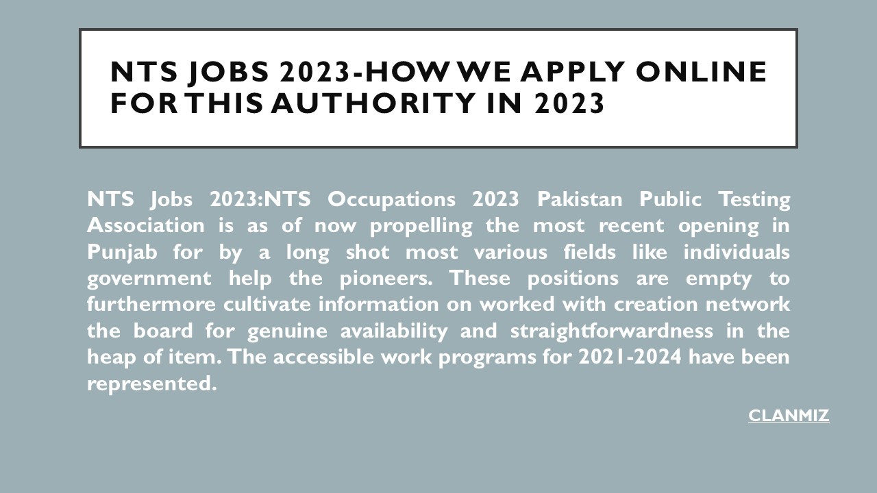 NTS Jobs 2023-How We Apply Online For This Authority In 2023
