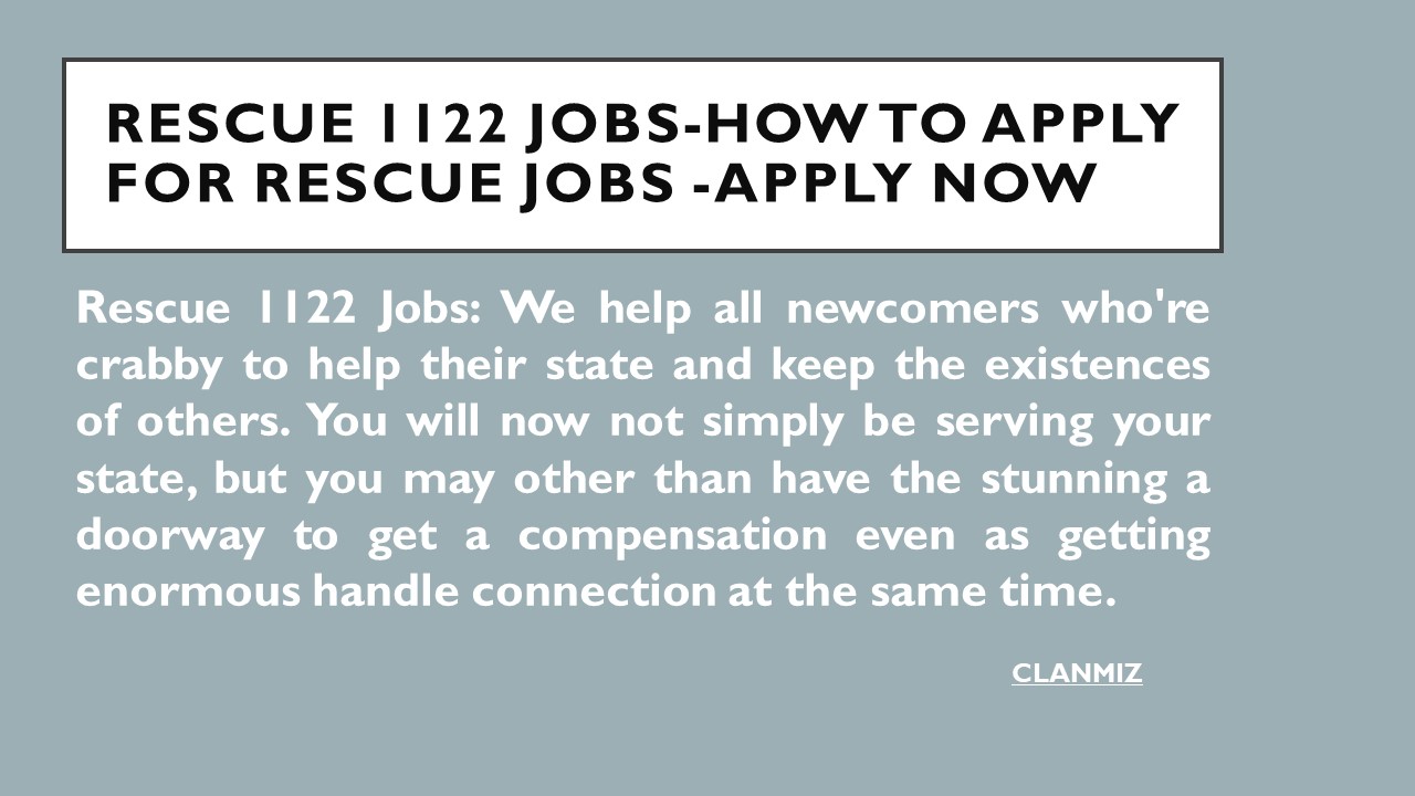 Rescue 1122 Jobs-How To Apply For Rescue Jobs -Apply Now